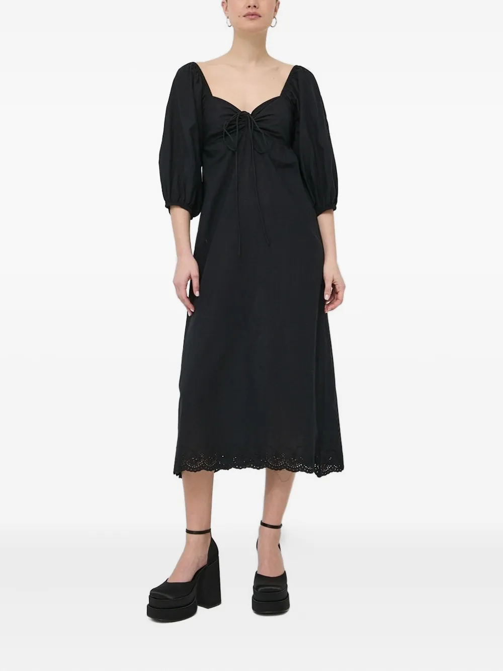 Платье миди с рукавами-буфами и отделкой люверсами Notes du Nord, черный
Платье миди с рукавами-буфами и отделкой люверсами Notes du Nord, черный