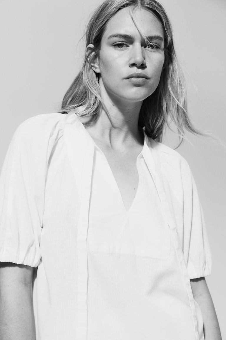 Блузка на завязках из смесового льна H&M, белый
Блузка на завязках из смесового льна H&M, белый