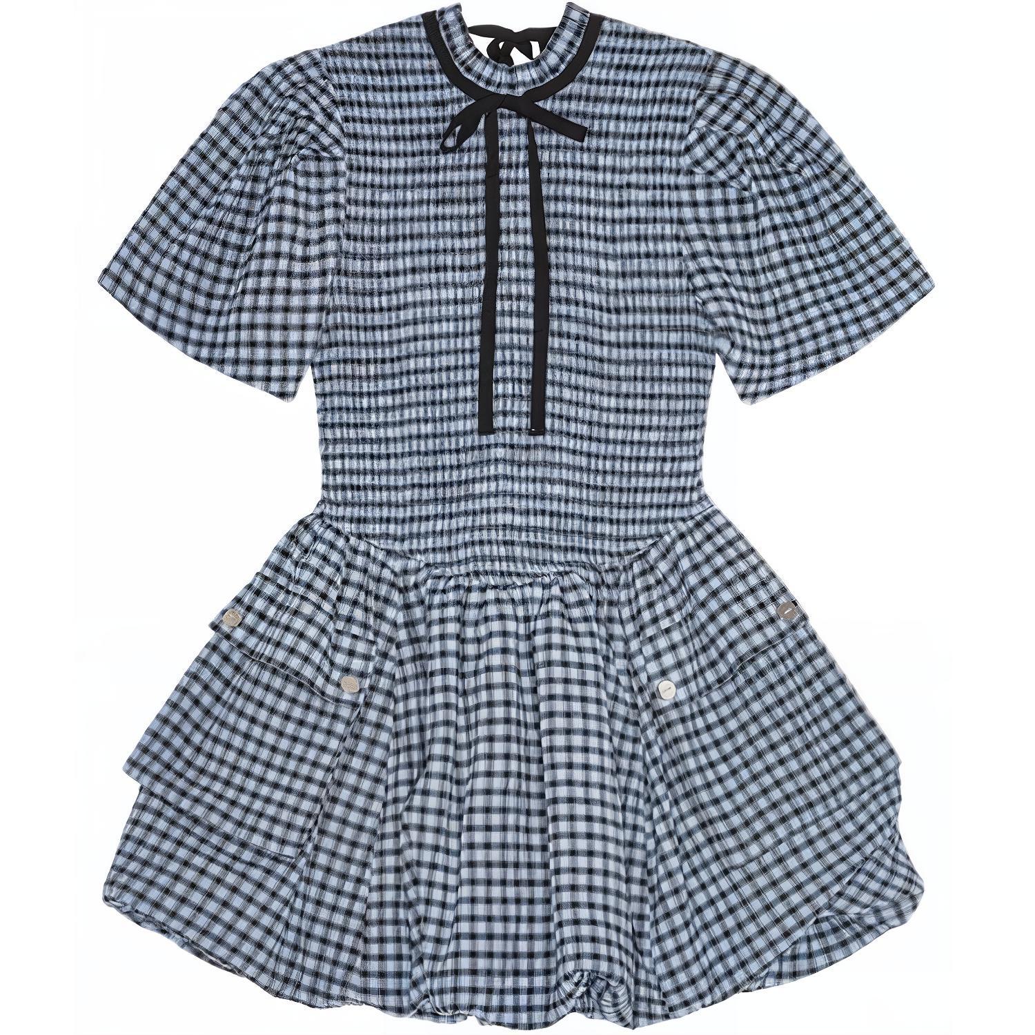 Платье-мини в клетку из пике GANNI, синий
Платье-мини в клетку из пике GANNI, синий