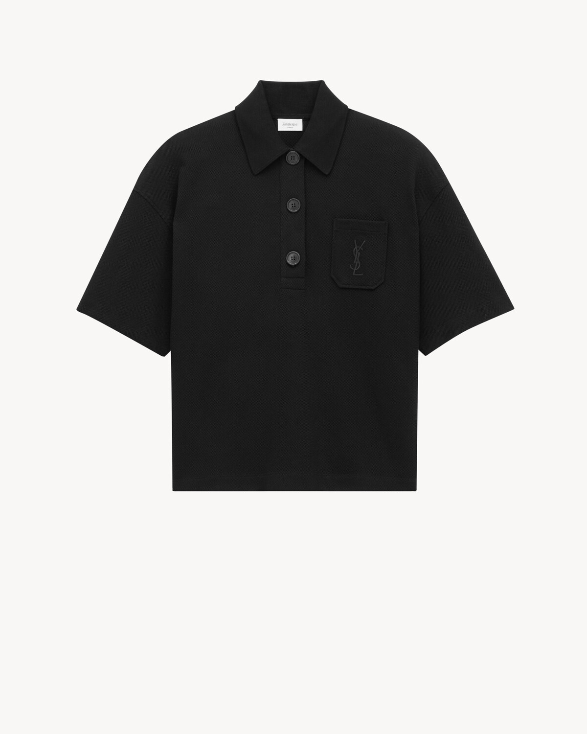 Поло CASSANDRE из хлопкового пике SAINT LAURENT, черный
Поло CASSANDRE из хлопкового пике SAINT LAURENT, черный