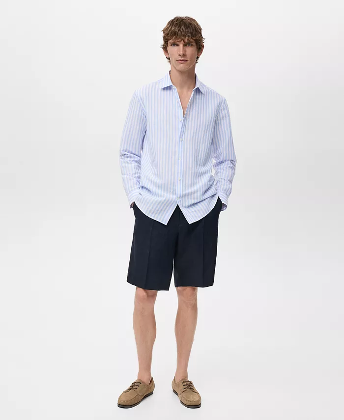 Мужская рубашка Regular-Fit из хлопка и льна в полоску Mango, синий
Мужская рубашка Regular-Fit из хлопка и льна в полоску Mango, синий