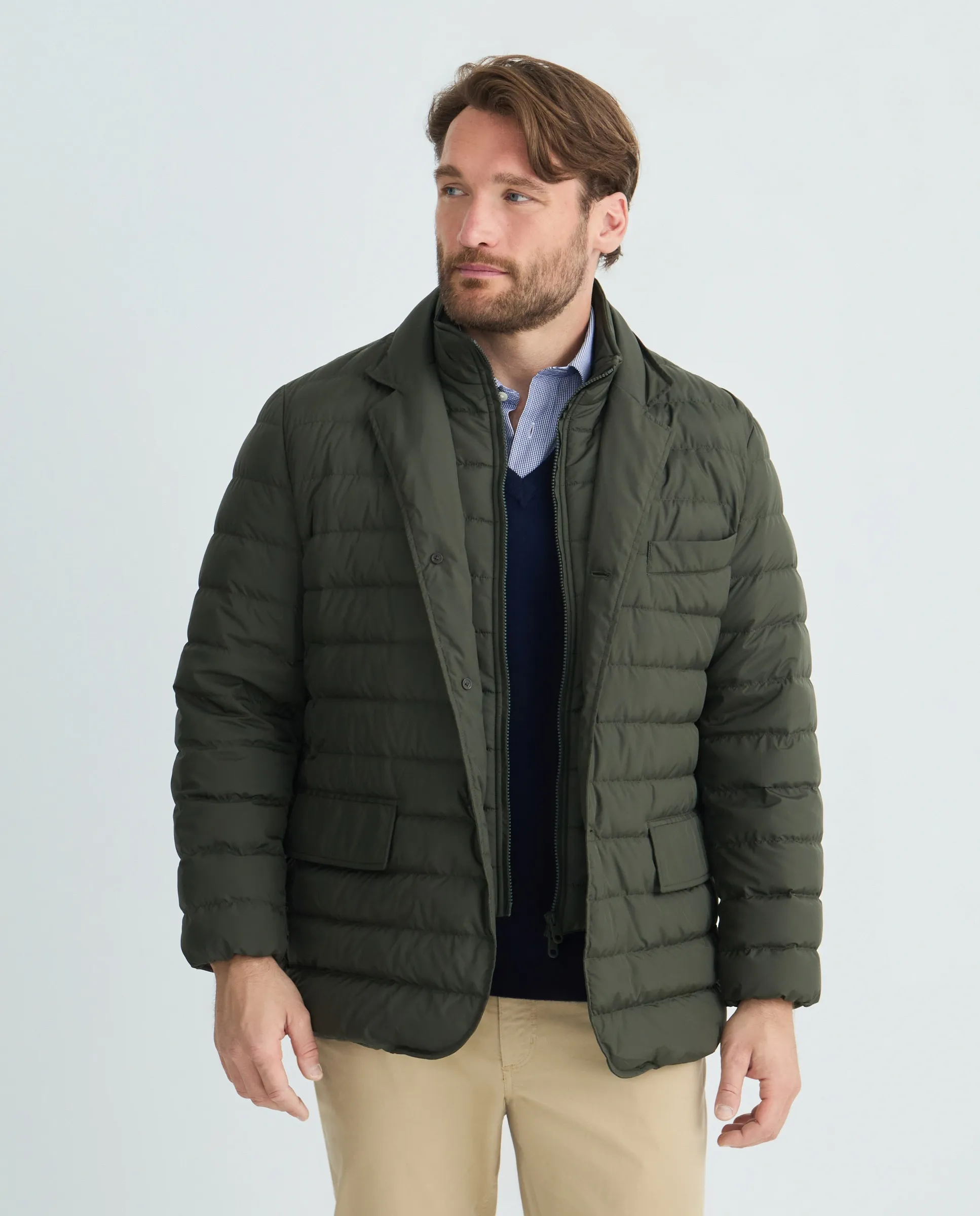 Пиджак из перьев с пуговицами и съемным нагрудником Emidio Tucci, хаки
Пиджак из перьев с пуговицами и съемным нагрудником Emidio Tucci, хаки