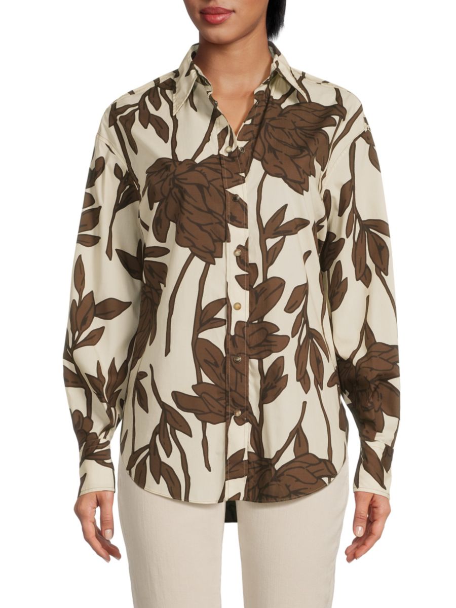 Рубашка с цветочным принтом и застежкой на пуговицы Brunello Cucinelli, цвет Brown Multi
Рубашка с цветочным принтом и застежкой на пуговицы Brunello Cucinelli, цвет Brown Multi