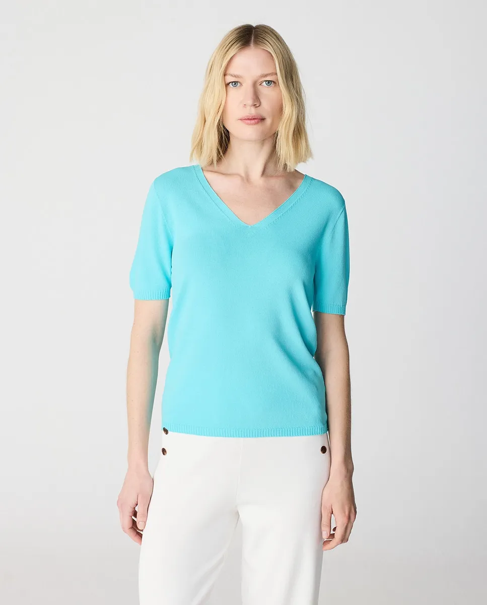 Женский свитер с V-образным вырезом и короткими рукавами Escorpion, синий
Женский свитер с V-образным вырезом и короткими рукавами Escorpion, синий