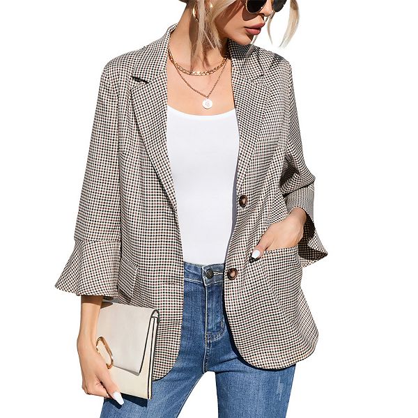 Женский блейзер с рукавами-фонариками 3/4 длины и карманами Clearflower, Brown Check
Женский блейзер с рукавами-фонариками 3/4 длины и карманами Clearflower, Brown Check