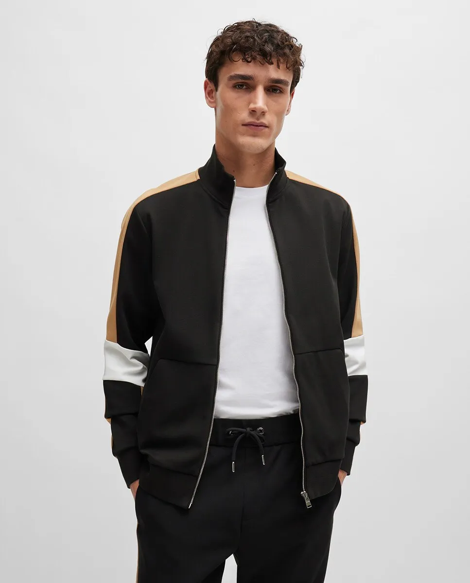 Хлопковый свитшот с цветными блоками и воротником-молнией Boss, черный
Хлопковый свитшот с цветными блоками и воротником-молнией Boss, черный