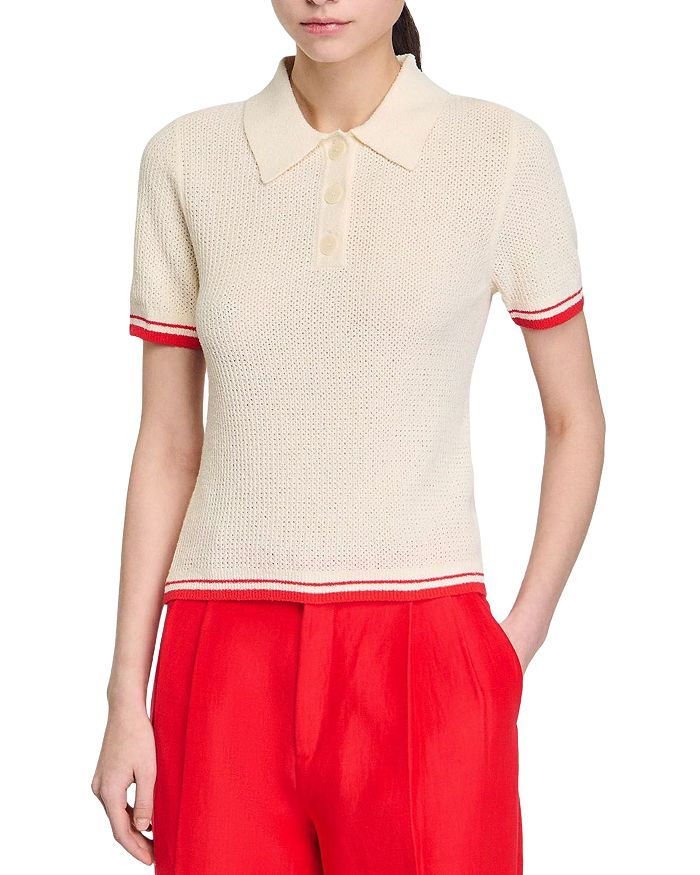 Вязаный топ с воротником-поло Sandro, слоновая кость/кремовый
Вязаный топ с воротником-поло Sandro, слоновая кость/кремовый