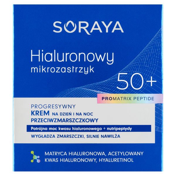 Прогрессивный крем для лица против морщин 50+ для дня и ночи, 50 мл Soraya Hialuronowy mikrozastrzyk
Прогрессивный крем для лица против морщин 50+ для дня и ночи, 50 мл Soraya Hialuronowy mikrozastrzyk
