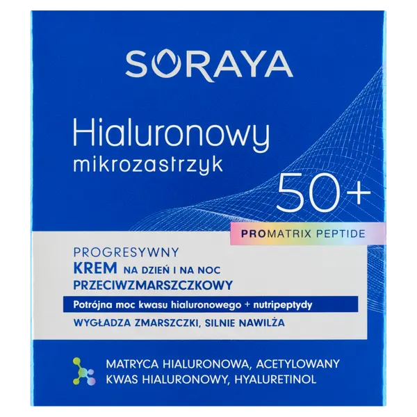 Прогрессивный крем для лица против морщин 50+ для дня и ночи, 50 мл Soraya Hialuronowy mikrozastrzyk
Прогрессивный крем для лица против морщин 50+ для дня и ночи, 50 мл Soraya Hialuronowy mikrozastrzyk