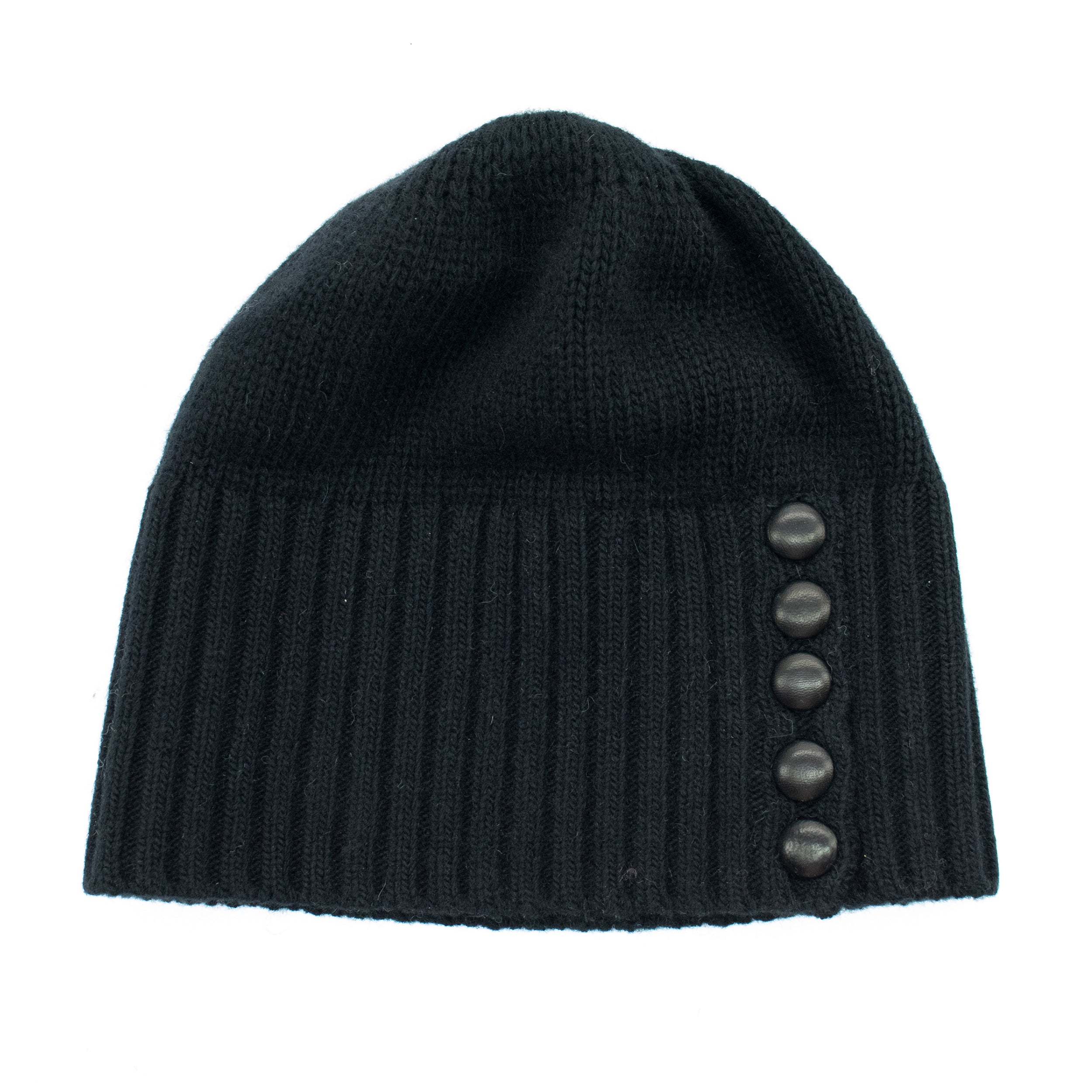 ШАПКА БИНИ С КОЖАНЫМИ ПУГОВИЦАМИ Portolano, черный 
ШАПКА БИНИ С КОЖАНЫМИ ПУГОВИЦАМИ Portolano, черный