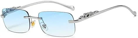 Винтажные солнцезащитные очки без оправы для женщин и мужчин, для путешествий и вождения, металлические, с изображением головы леопарда MTZJH, Silver Blue
Винтажные солнцезащитные очки без оправы для женщин и мужчин, для путешествий и вождения, металлические, с изображением головы леопарда MTZJH, Silver Blue