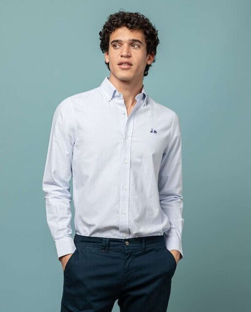 Мужская оксфордская рубашка классического кроя в полоску Scotta 1985, синий
Мужская оксфордская рубашка классического кроя в полоску Scotta 1985, синий