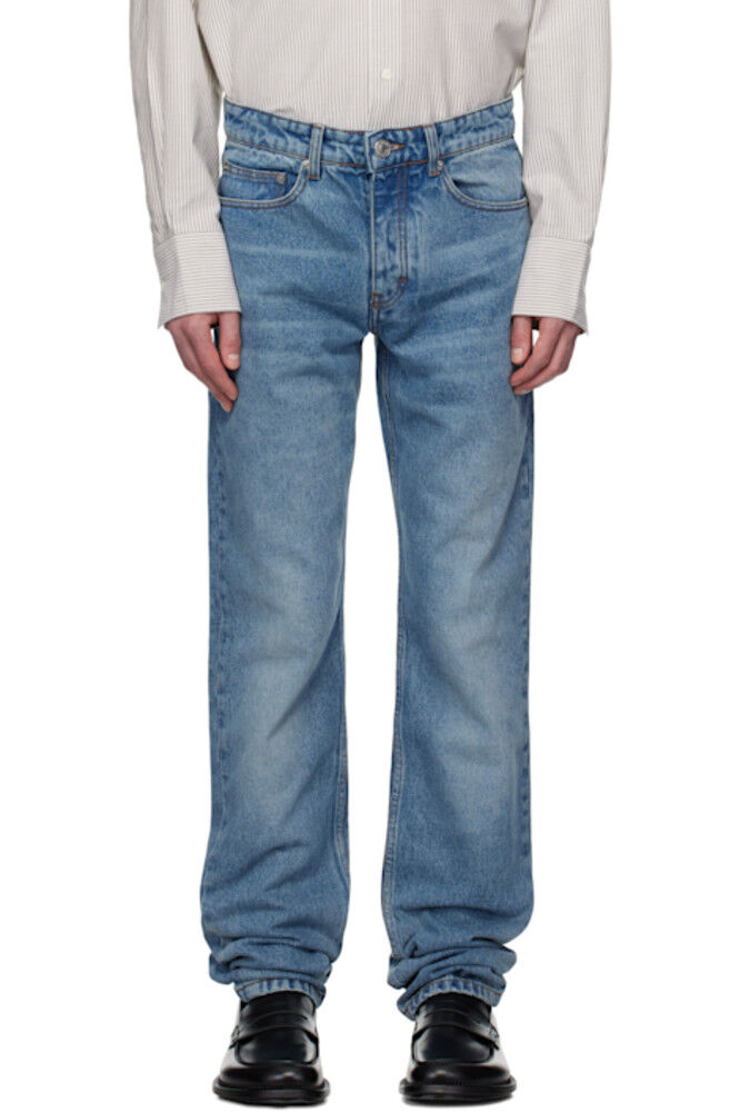 Синие хлопковые джинсы классического кроя AMI Paris
Синие хлопковые джинсы классического кроя AMI Paris