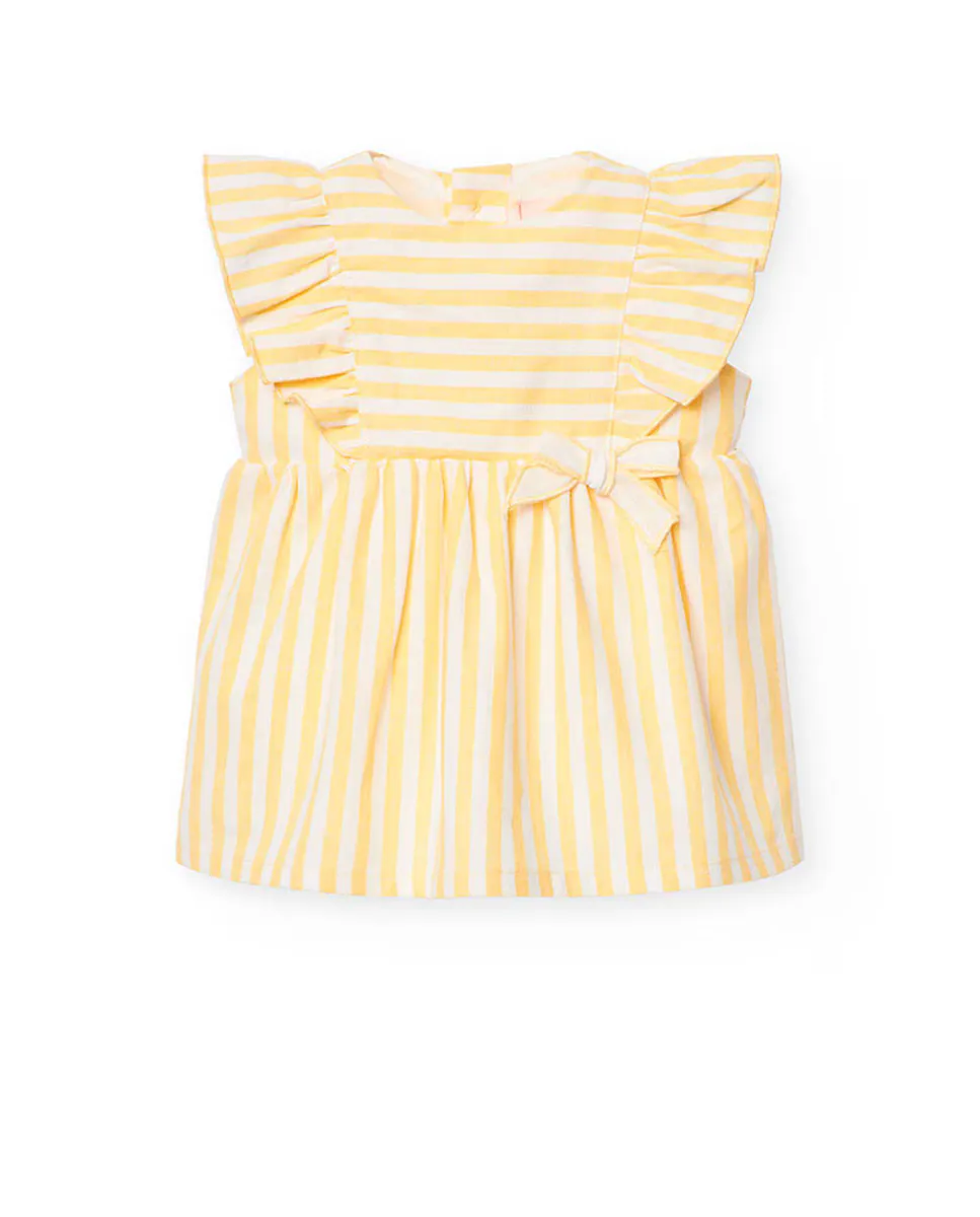 Платье для девочки с полосатым принтом и рюшами Boboli, жёлтый
Платье для девочки с полосатым принтом и рюшами Boboli, жёлтый