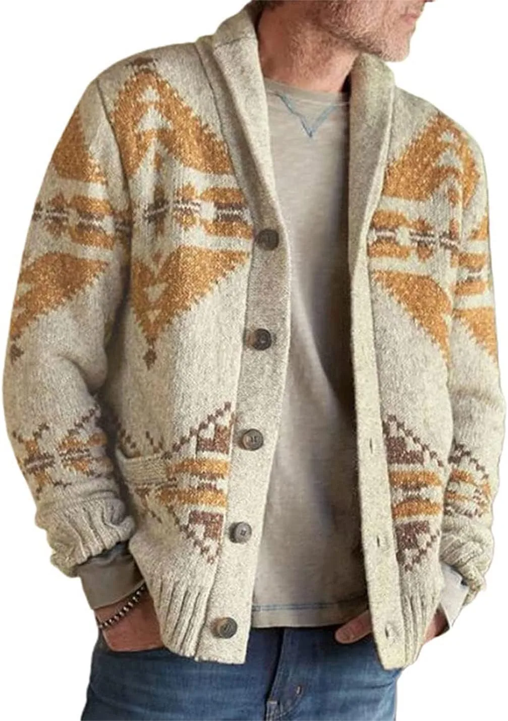 Мужской свитер с этническим принтом, вязаный кардиган на пуговицах COWOKA
Мужской свитер с этническим принтом, вязаный кардиган на пуговицах COWOKA