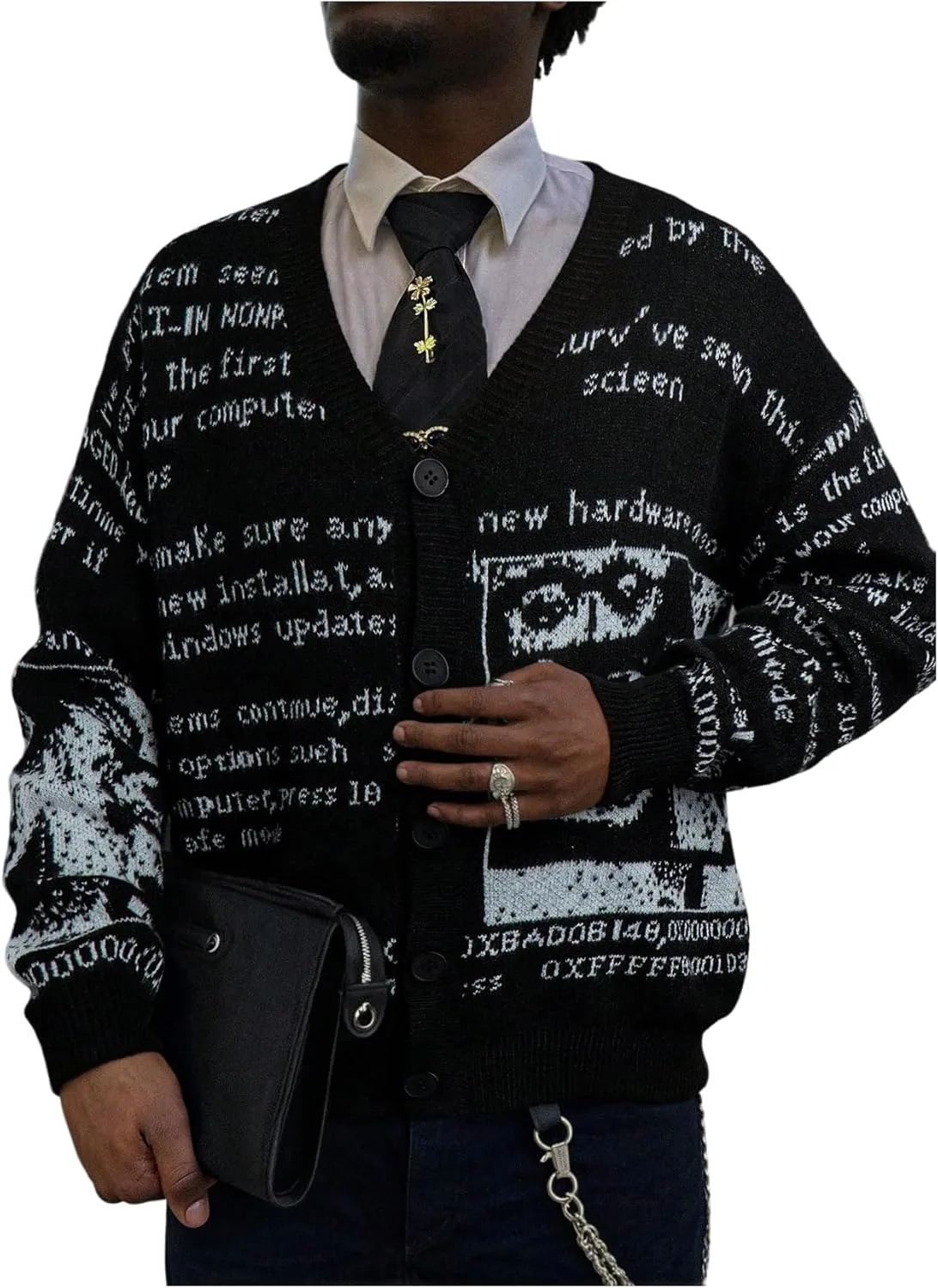 Кардиган мужской с принтом, длинный рукав, V-образный вырез Floerns
Кардиган мужской с принтом, длинный рукав, V-образный вырез Floerns