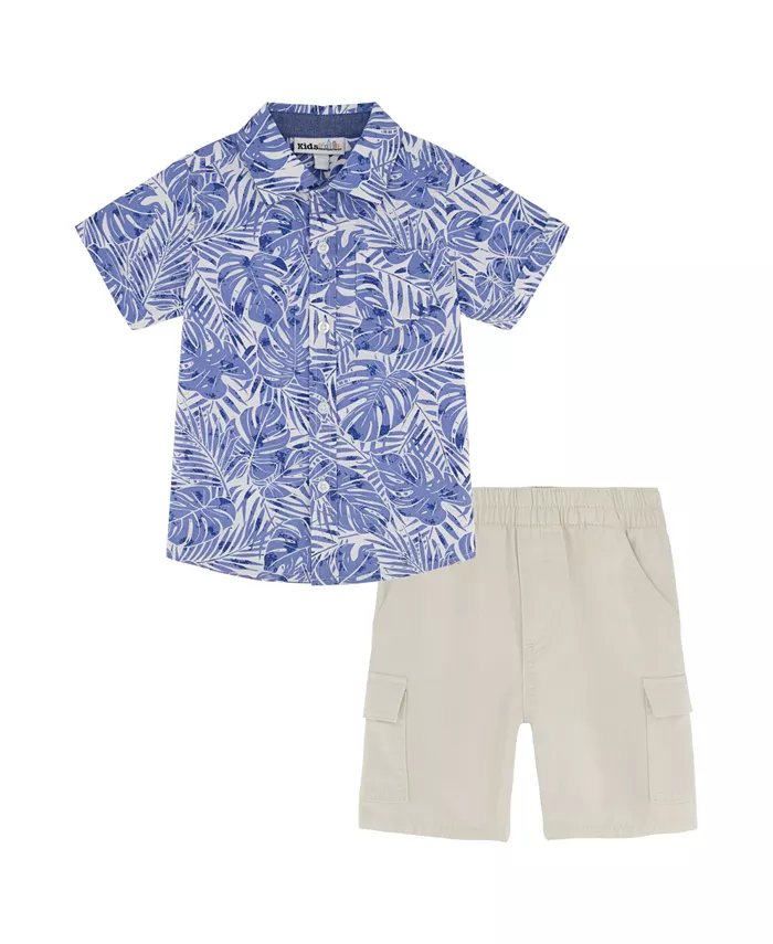 Детский комплект для мальчиков: рубашка с коротким рукавом и принтом пальм, шорты карго из твила (2 предмета) Kids Headquarters
Детский комплект для мальчиков: рубашка с коротким рукавом и принтом пальм, шорты карго из твила (2 предмета) Kids Headquarters