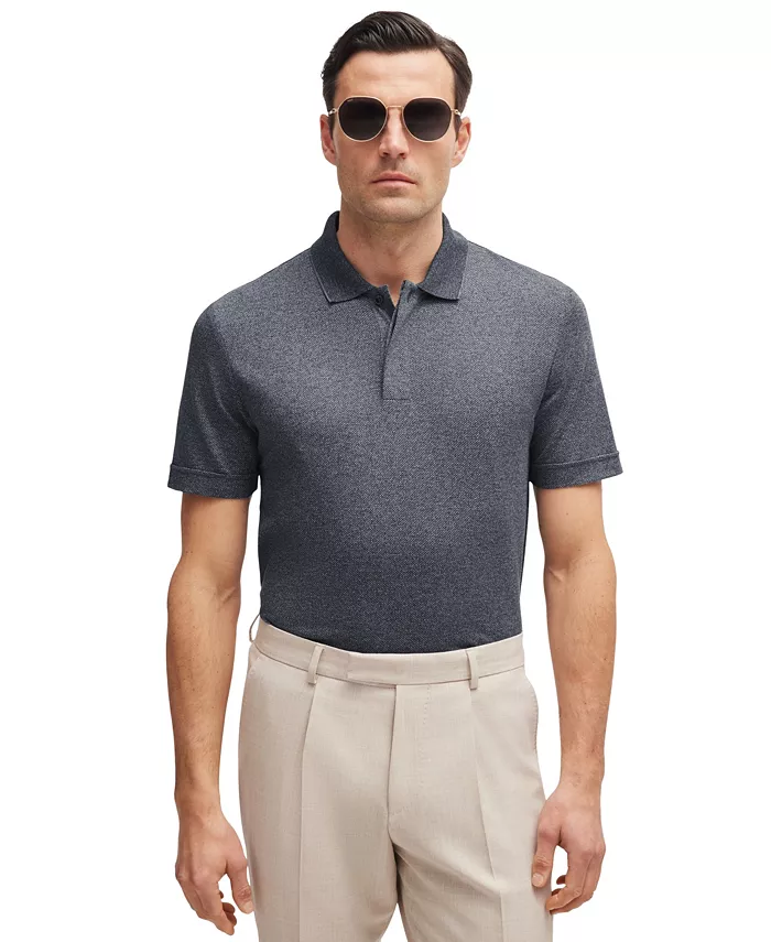 Мужская поло регулярного кроя Mouliné Hugo Boss, синий
Мужская поло регулярного кроя Mouliné Hugo Boss, синий