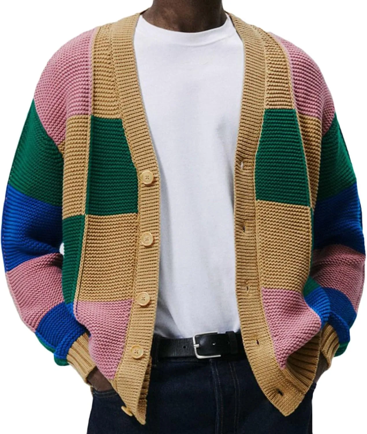 Кардиган Dgoopd для мужчин, цветной блок, кабельная вязка, с карманами
Кардиган Dgoopd для мужчин, цветной блок, кабельная вязка, с карманами