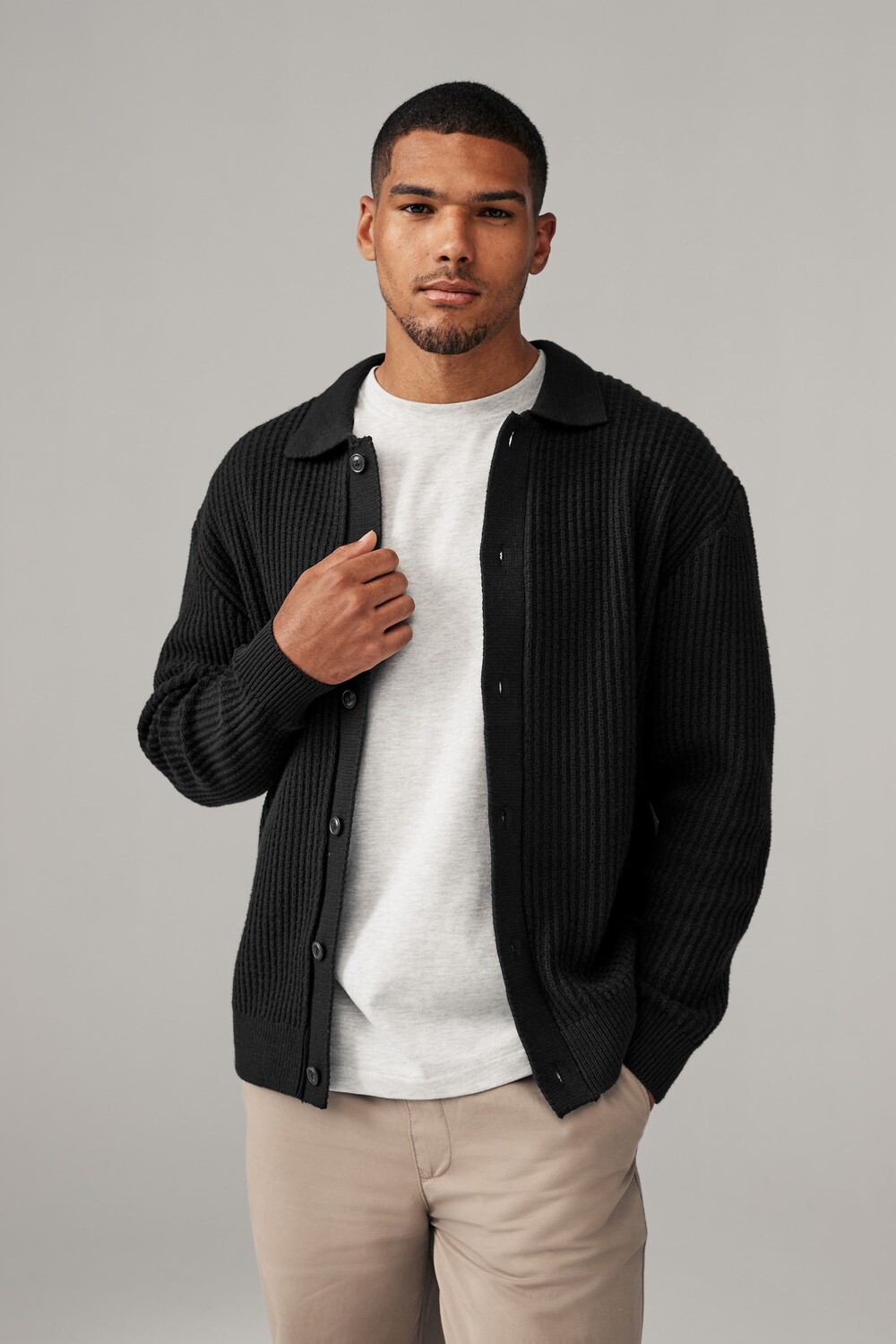 Свободная вязка крючком пуговицы через Next, черный
Свободная вязка крючком пуговицы через Next, черный