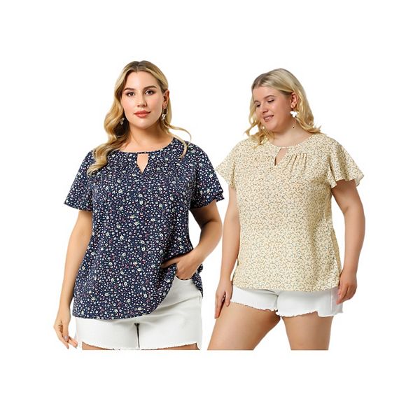 2 шт блузки женские plus size летние с рюшами и коротким рукавом Agnes Orinda, Navy Blue Beige
2 шт блузки женские plus size летние с рюшами и коротким рукавом Agnes Orinda, Navy Blue Beige