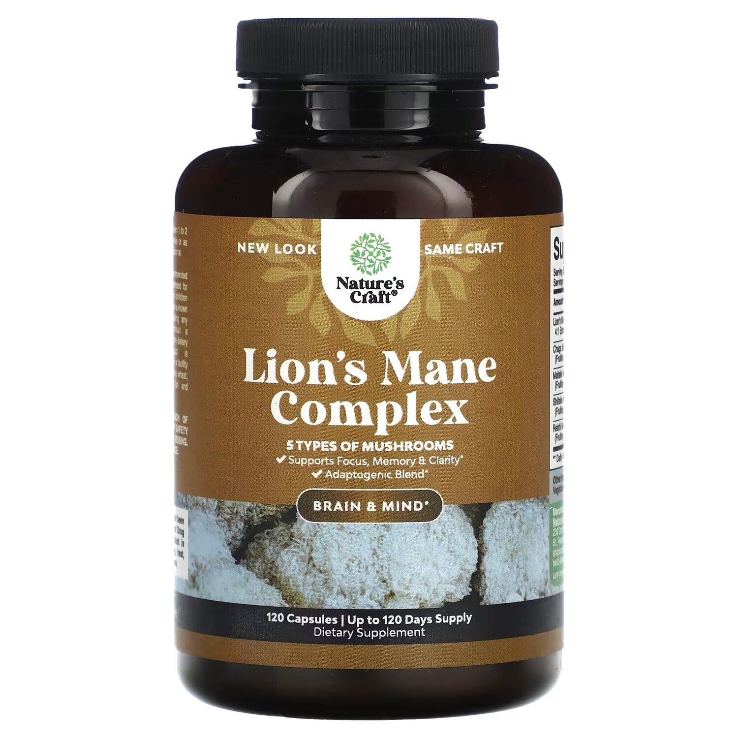 Комплекс Nature's Craft Lion's Mane с ежовиком, 120 капсул
Комплекс Nature's Craft Lion's Mane с ежовиком, 120 капсул
