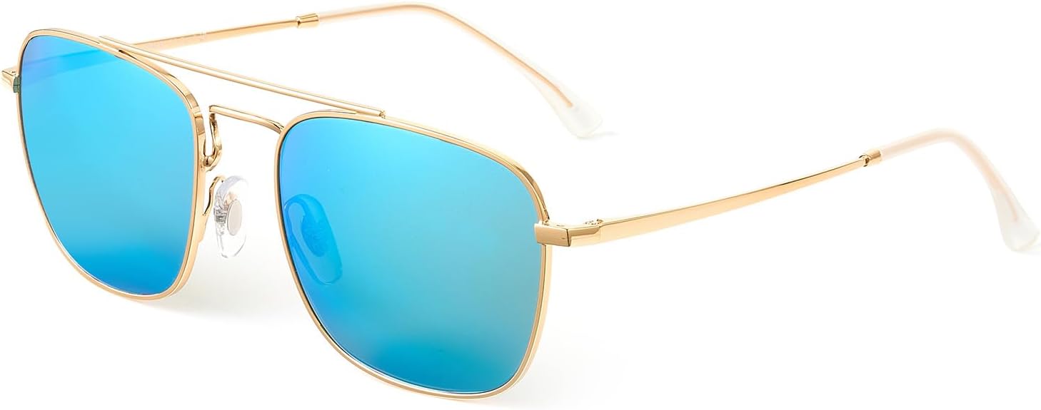 Солнцезащитные очки JIM HALO Retro Square Aviator с линзами из высококачественного стекла и плоскими металлическими линзами, для мужчин и женщин, Gold Frame / Mirror Blue Lens
Солнцезащитные очки JIM HALO Retro Square Aviator с линзами из высококачественного стекла и плоскими металлическими линзами, для мужчин и женщин, Gold Frame / Mirror Blue Lens