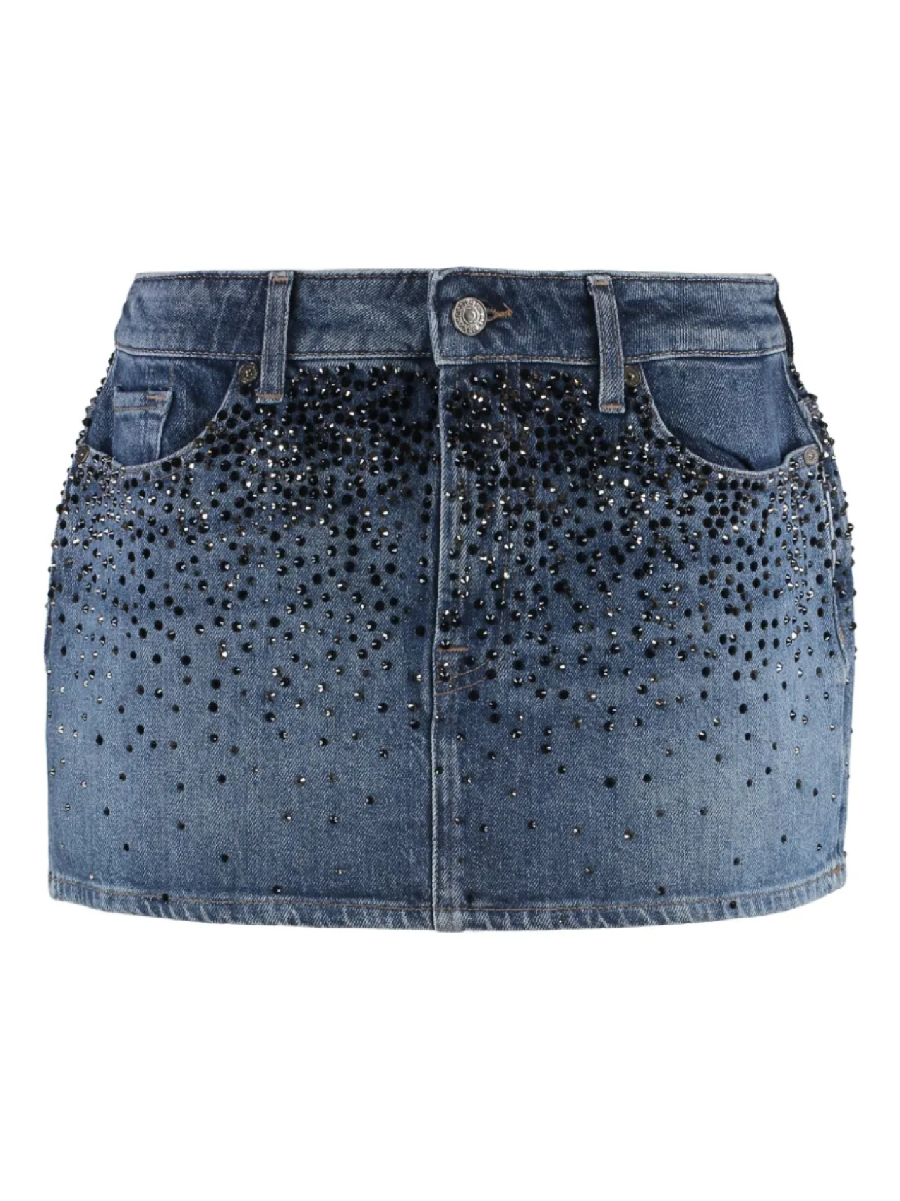Юбка из денима 7 For All Mankind, украшенная стразами, синий
Юбка из денима 7 For All Mankind, украшенная стразами, синий
