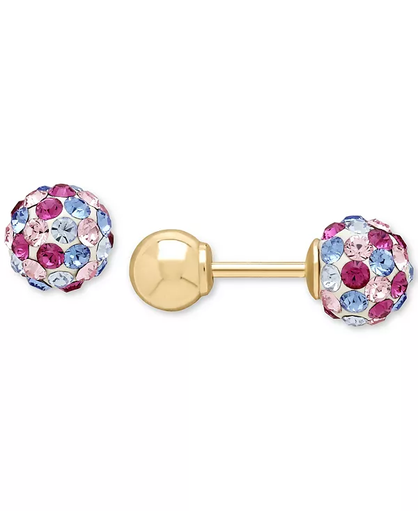 Детские двусторонние серьги-гвоздики с хрустальным огненным шаром и золотым шариком из 14-каратного золота Macy'S, pink/blue
Детские двусторонние серьги-гвоздики с хрустальным огненным шаром и золотым шариком из 14-каратного золота Macy'S, pink/blue