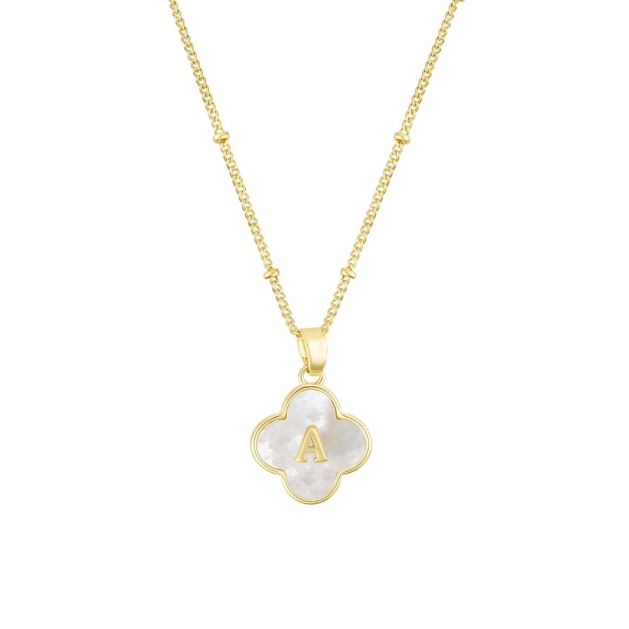 Ожерелье с инициалами в виде клевера из 14-каратного золота с перламутровым покрытием Adornia, White-A
Ожерелье с инициалами в виде клевера из 14-каратного золота с перламутровым покрытием Adornia, White-A