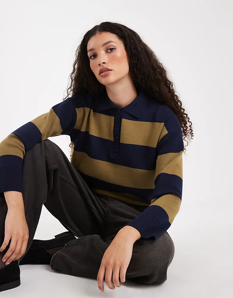 Джемпер-поло New Look в крупную полоску зеленого цвета
Джемпер-поло New Look в крупную полоску зеленого цвета