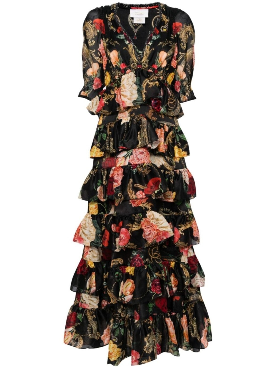Camilla платье с оборками и цветочным принтом, черный
Camilla платье с оборками и цветочным принтом, черный