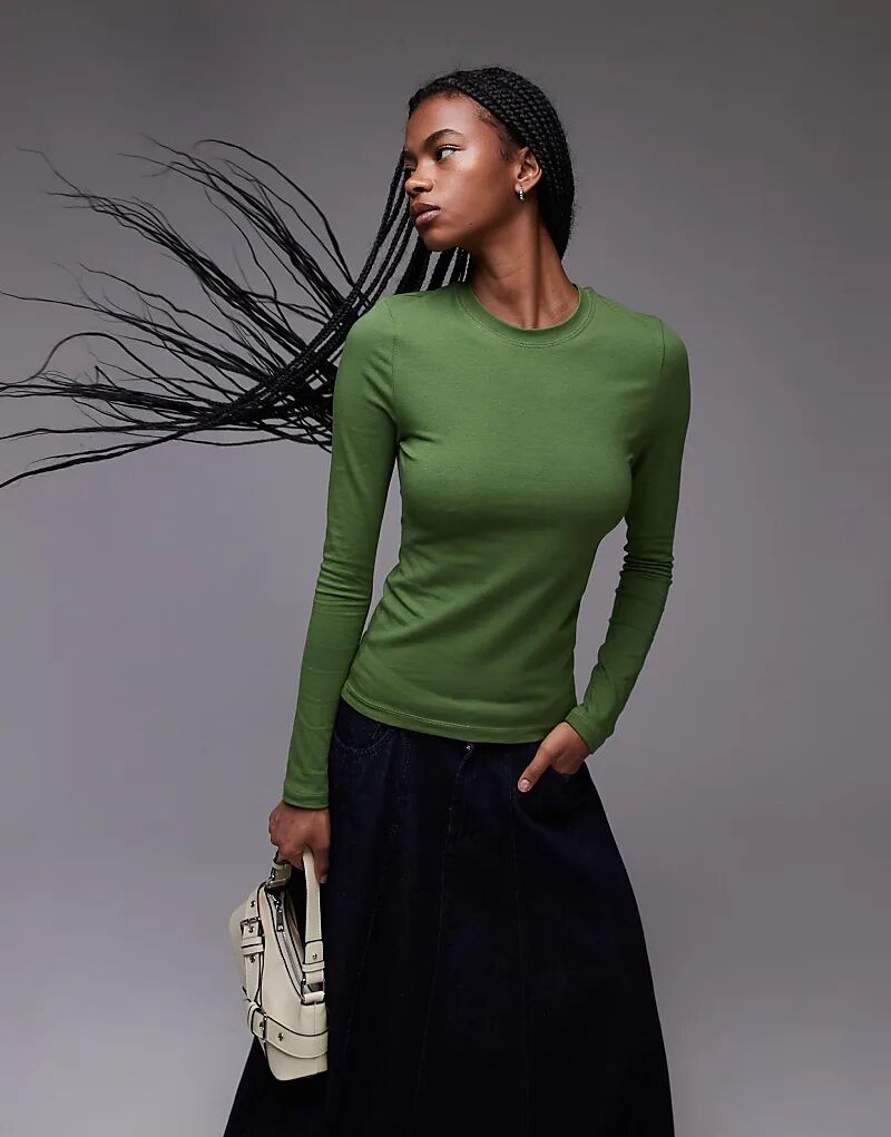 Мягкий трикотажный топ с длинными рукавами зеленого цвета Topshop
Мягкий трикотажный топ с длинными рукавами зеленого цвета Topshop