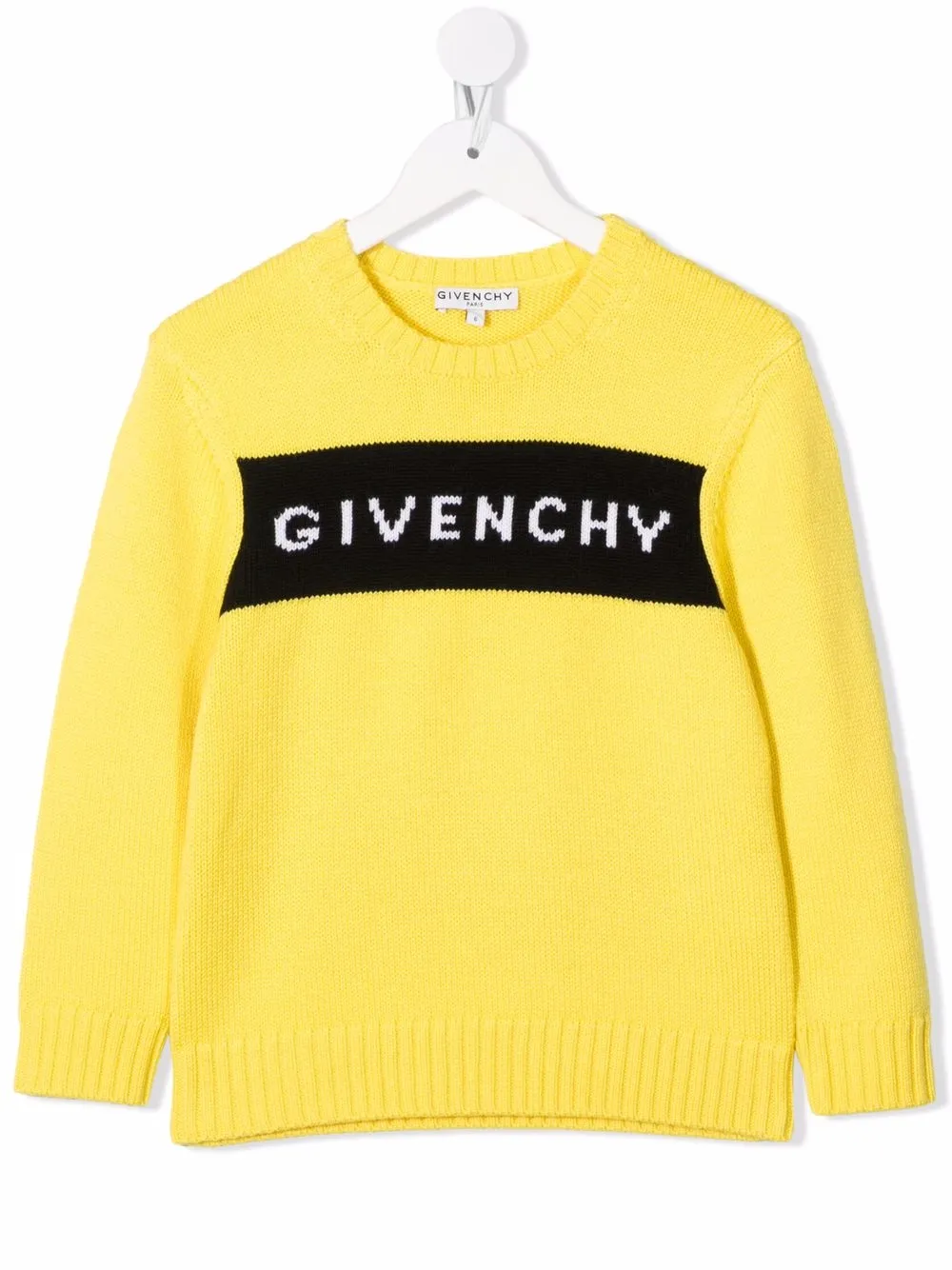 Свитер вязки интарсия с логотипом Givenchy Kids, желтый
Свитер вязки интарсия с логотипом Givenchy Kids, желтый