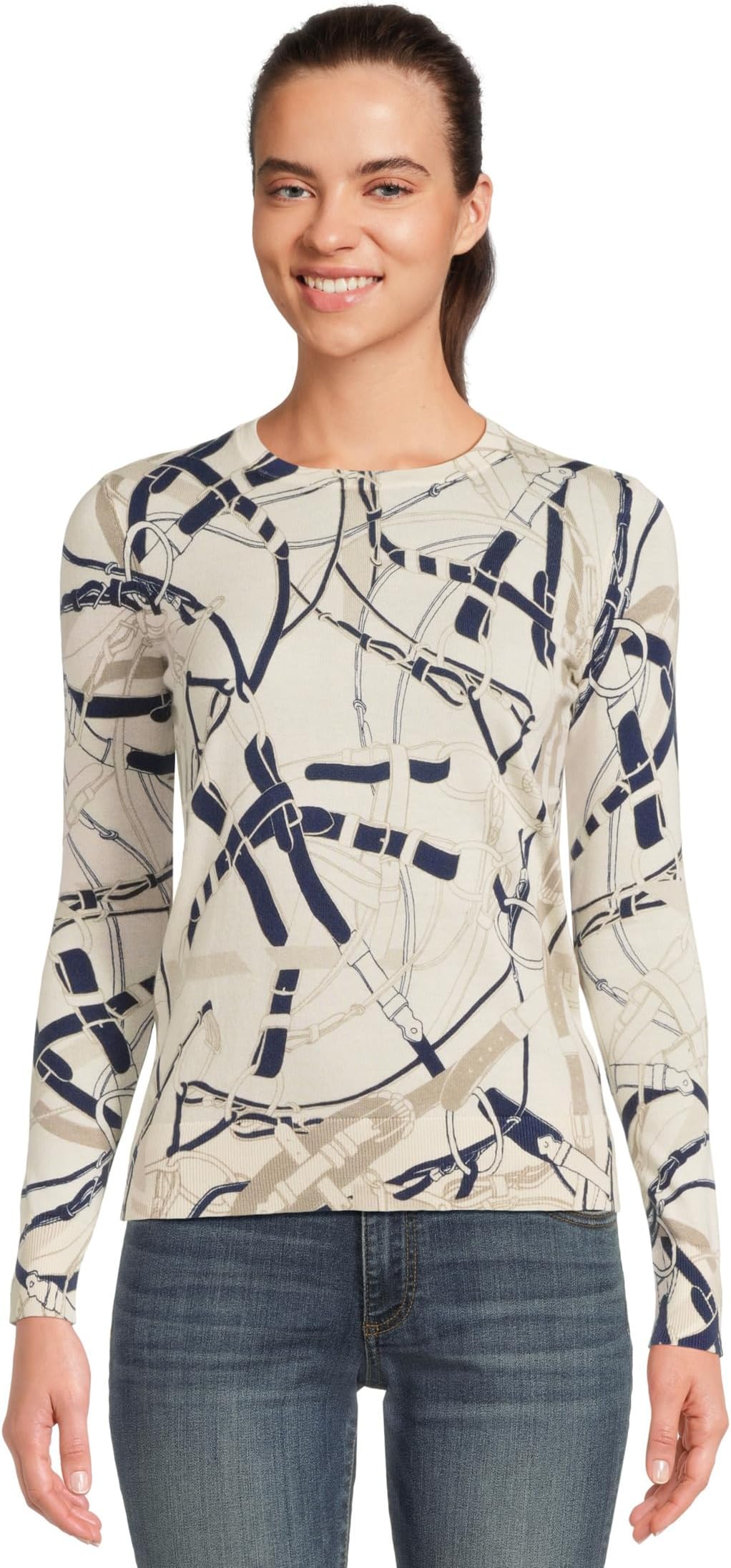 Свитер Lauren Ralph Lauren Belting-Print Cotton-Blend Sweater, цвет Cream/Navy Multi
Свитер Lauren Ralph Lauren Belting-Print Cotton-Blend Sweater, цвет Cream/Navy Multi
