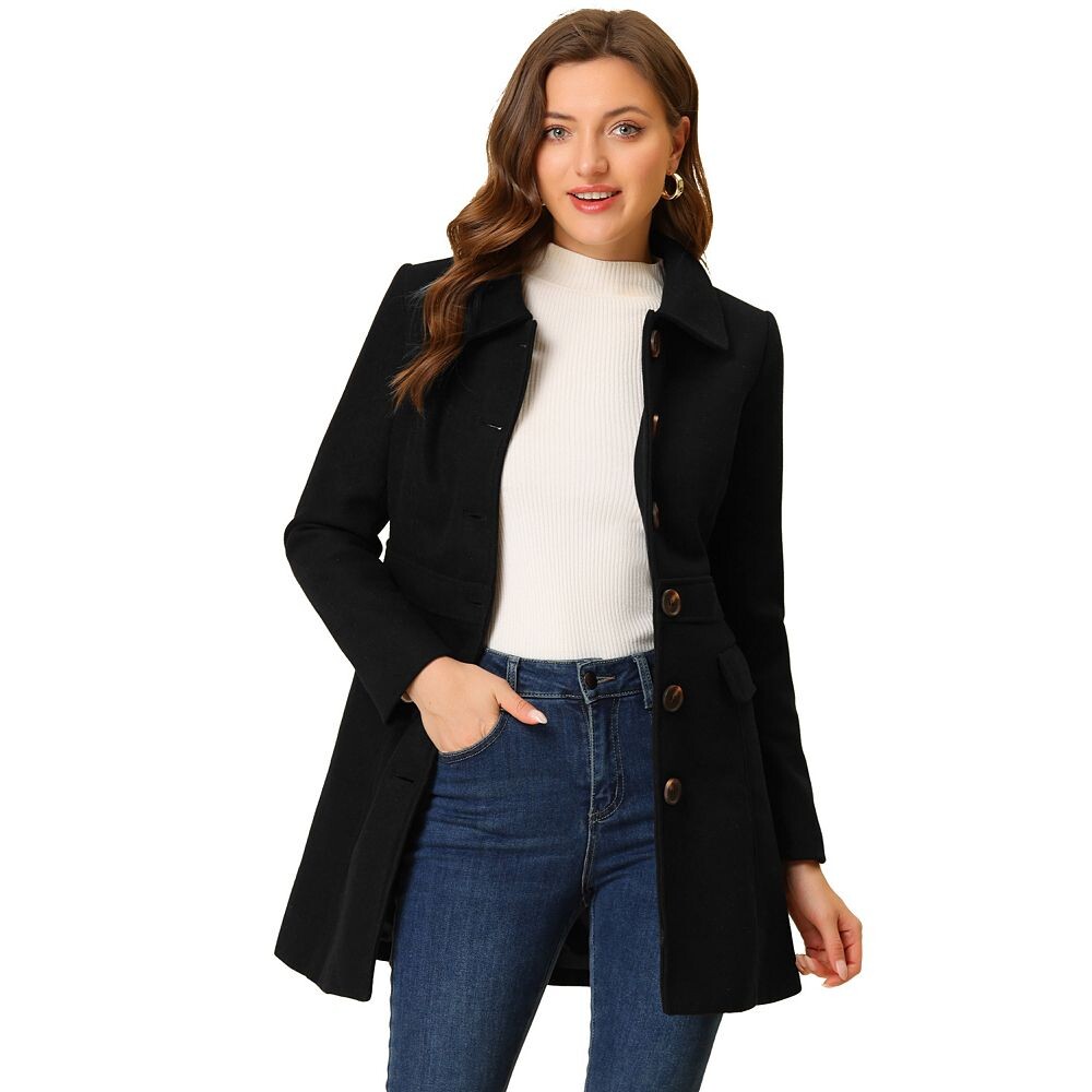 Женское однобортное пальто средней длины с воротником Питера Пэна ALLEGRA K, черный
Женское однобортное пальто средней длины с воротником Питера Пэна ALLEGRA K, черный