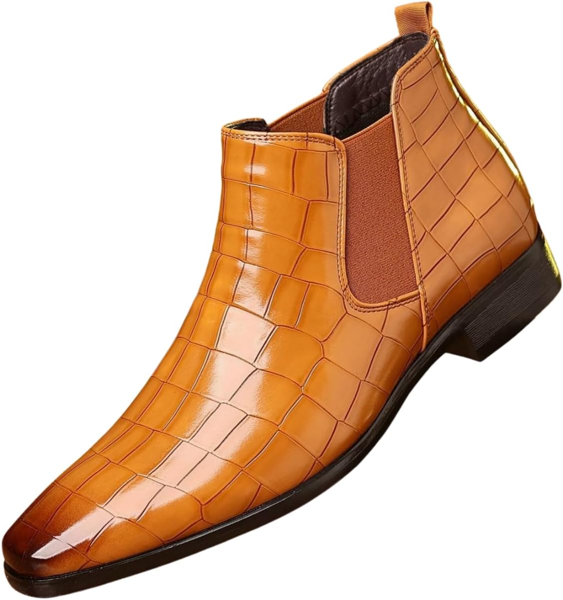 Мужские ботинки Santimon Chelsea с тиснением под крокодила, на застежке-слипоне, с эластичными боковыми вставками, стильная формальная и повседневная обувь для мужчин, Tan
Мужские ботинки Santimon Chelsea с тиснением под крокодила, на застежке-слипоне, с эластичными боковыми вставками, стильная формальная и повседневная обувь для мужчин, Tan