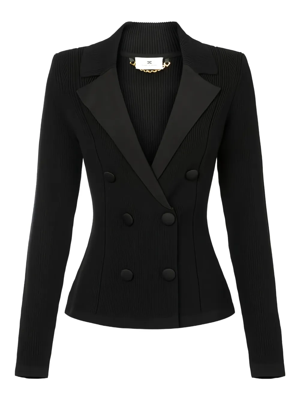 Вязаный жакет с лацканами и двубортной застежкой Elisabetta Franchi, черный
Вязаный жакет с лацканами и двубортной застежкой Elisabetta Franchi, черный