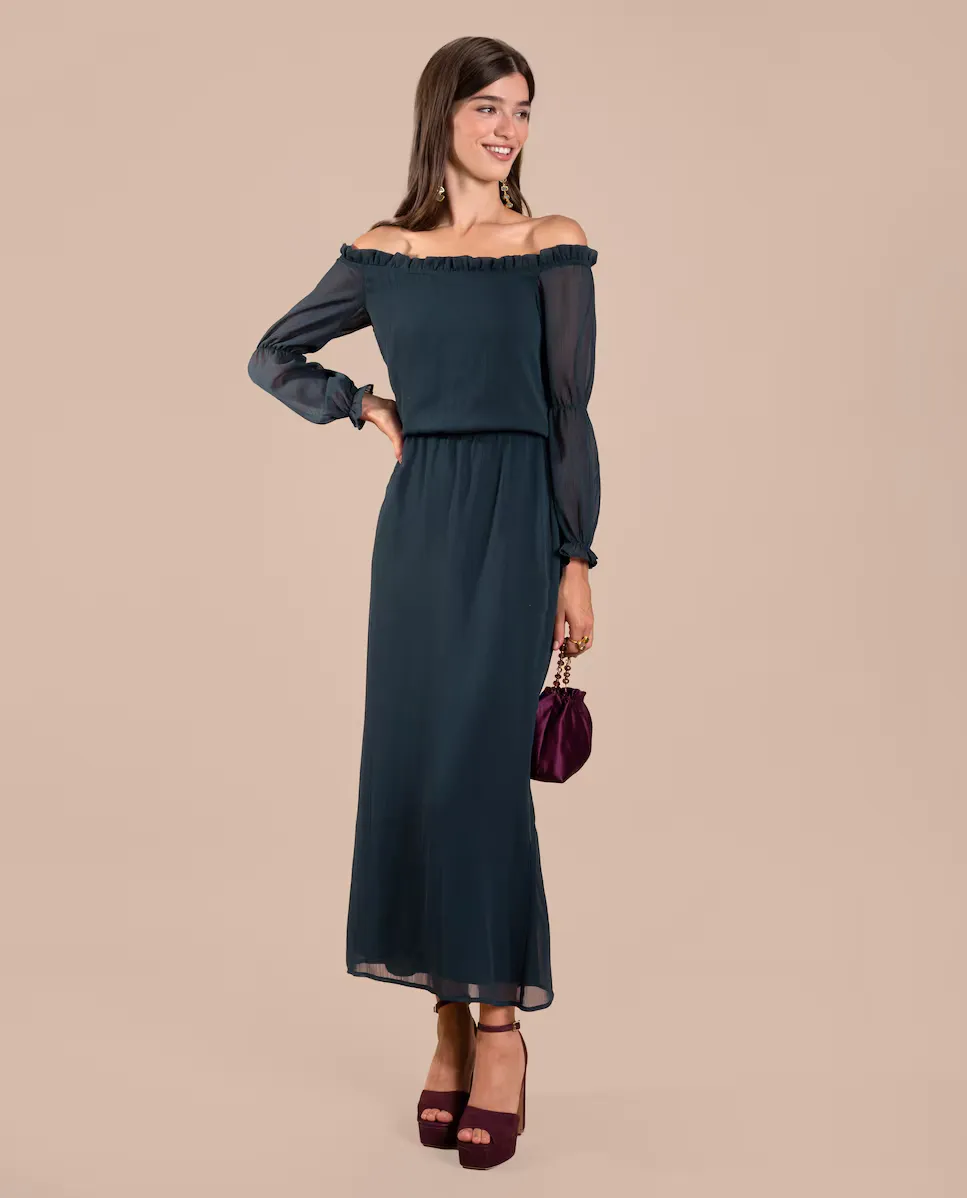 Платье миди без бретелек с длинными рукавами The-Are, зеленый
Платье миди без бретелек с длинными рукавами The-Are, зеленый