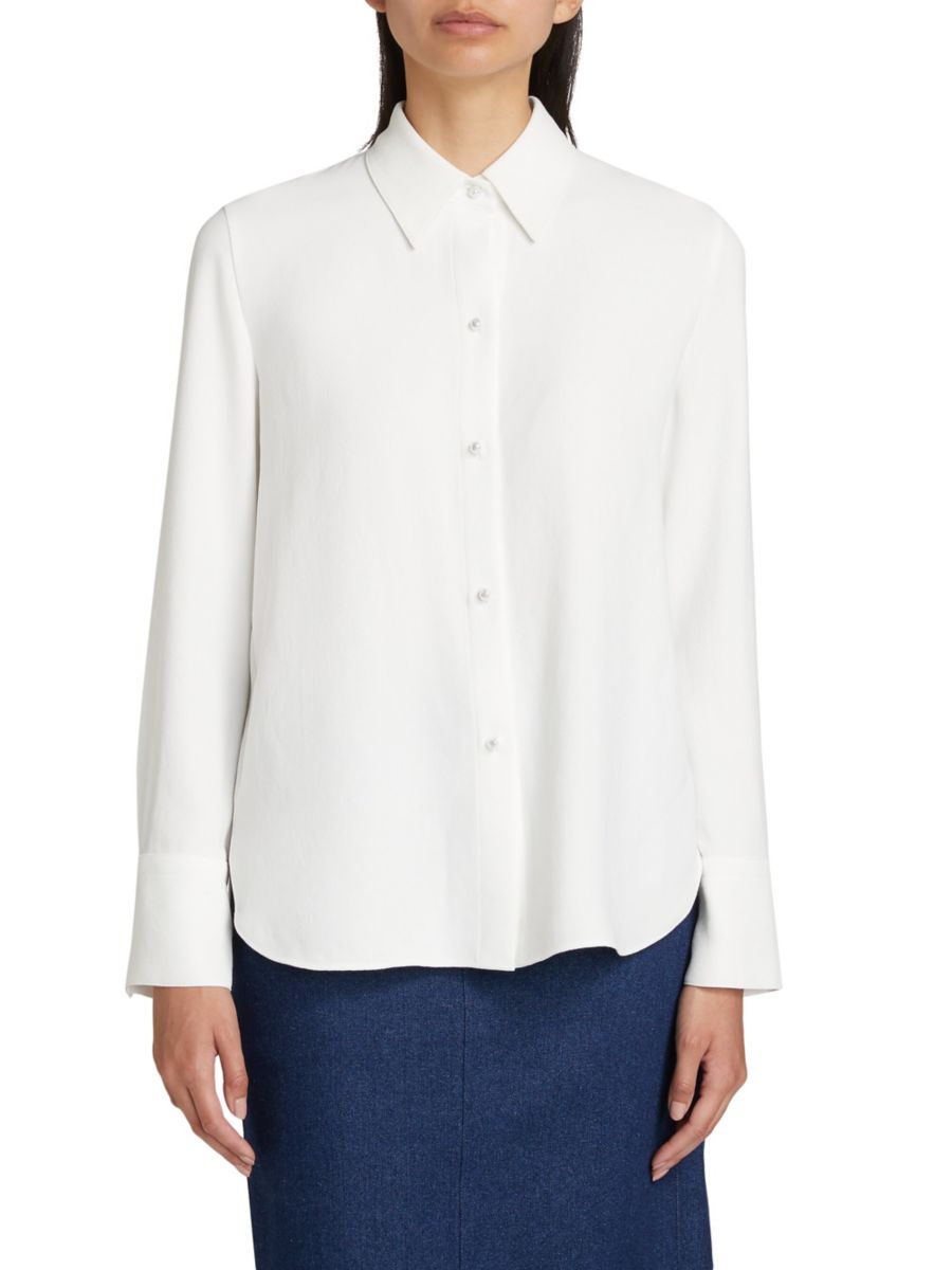 Шелковая рубашка с длинным рукавом Vince, белый
Шелковая рубашка с длинным рукавом Vince, белый