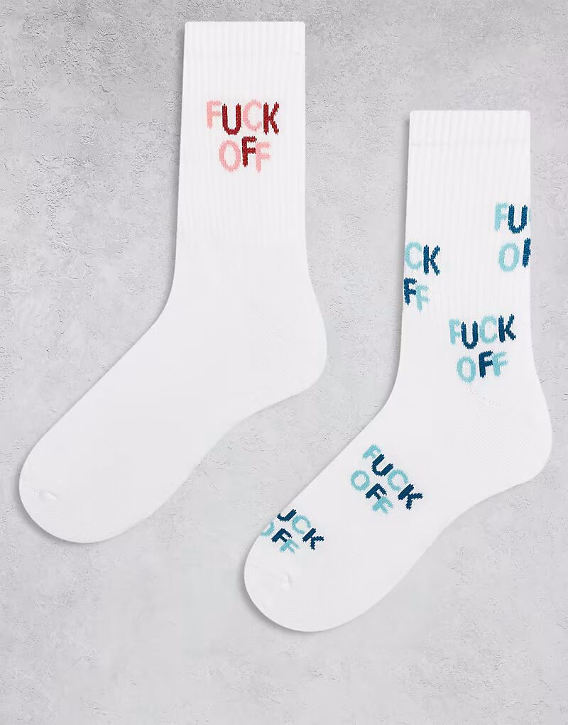 2 пары носков с ругательной надписью белого цвета Asos Design
2 пары носков с ругательной надписью белого цвета Asos Design