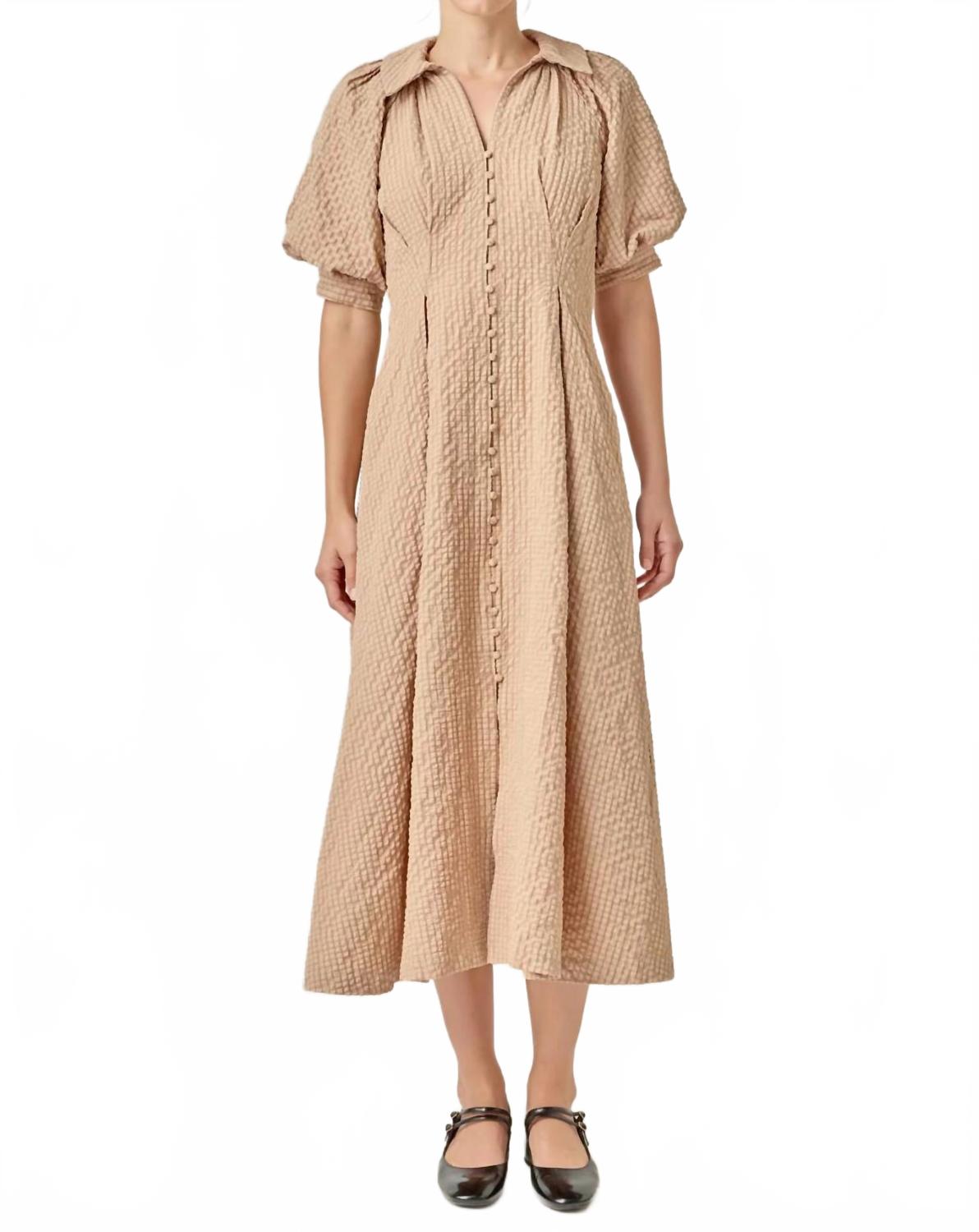 Бежевое миди платье-рубашка English Factory
Бежевое миди платье-рубашка English Factory