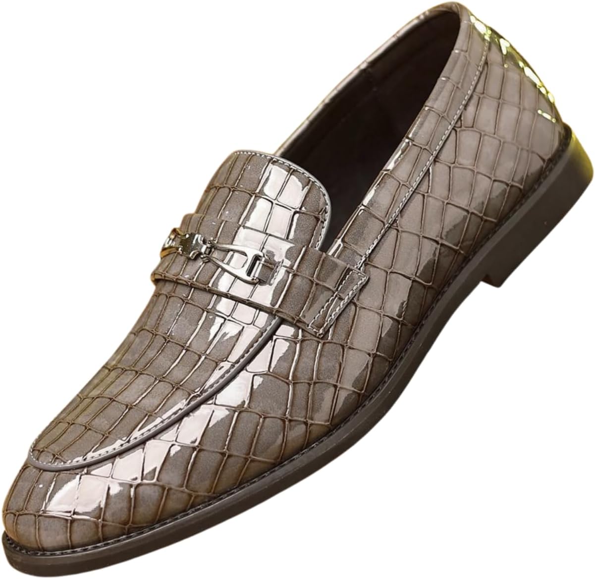 Мужские лоферы Santimon с тиснением под крокодила, без застежки, деловые повседневные туфли с металлической пряжкой, лаковые мокасины, серый
Мужские лоферы Santimon с тиснением под крокодила, без застежки, деловые повседневные туфли с металлической пряжкой, лаковые мокасины, серый