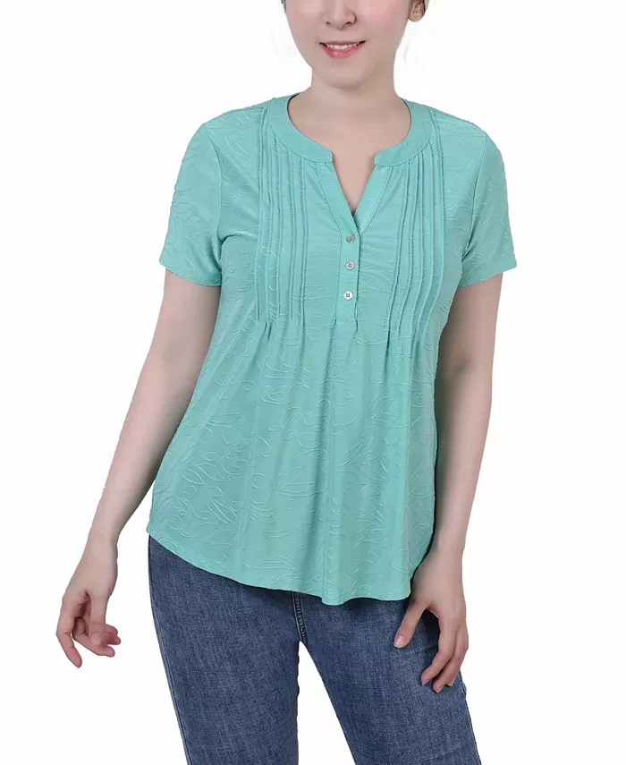 Петит топ с коротким рукавом и V-образным вырезом в жаккардовой вязке NY Collection, зеленый
Петит топ с коротким рукавом и V-образным вырезом в жаккардовой вязке NY Collection, зеленый