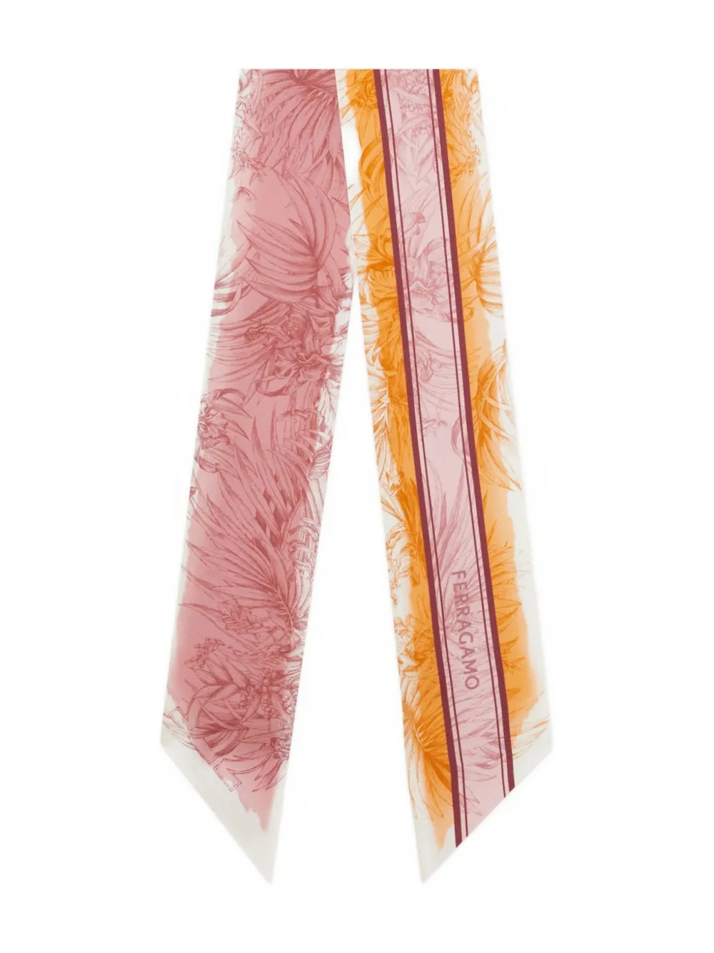 Шелковый шарф с принтом Gravure Ferragamo, оранжевый 
Шелковый шарф с принтом Gravure Ferragamo, оранжевый