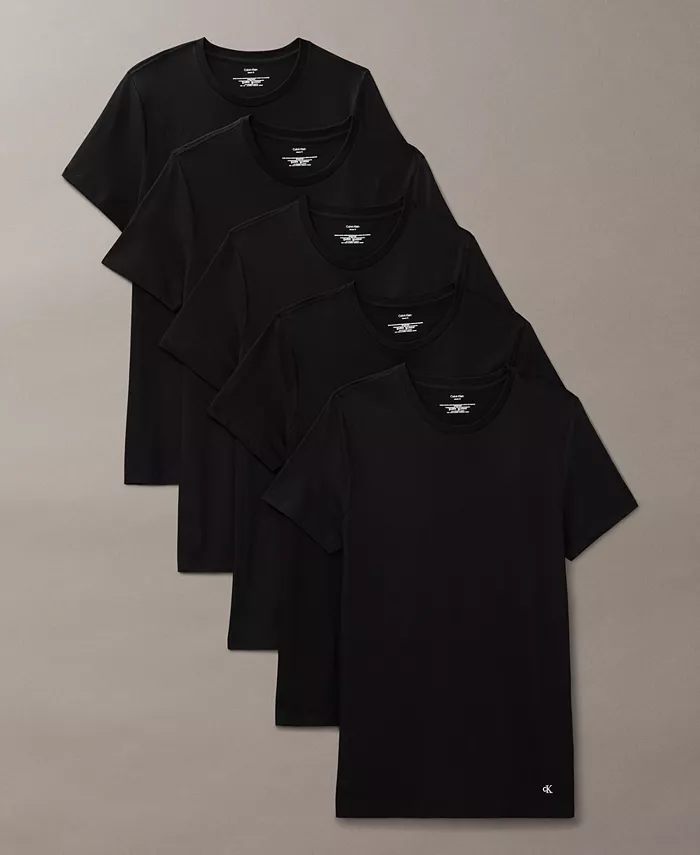 Мужские хлопковые классические футболки с круглым вырезом, 5 штук Calvin Klein, черный
Мужские хлопковые классические футболки с круглым вырезом, 5 штук Calvin Klein, черный
