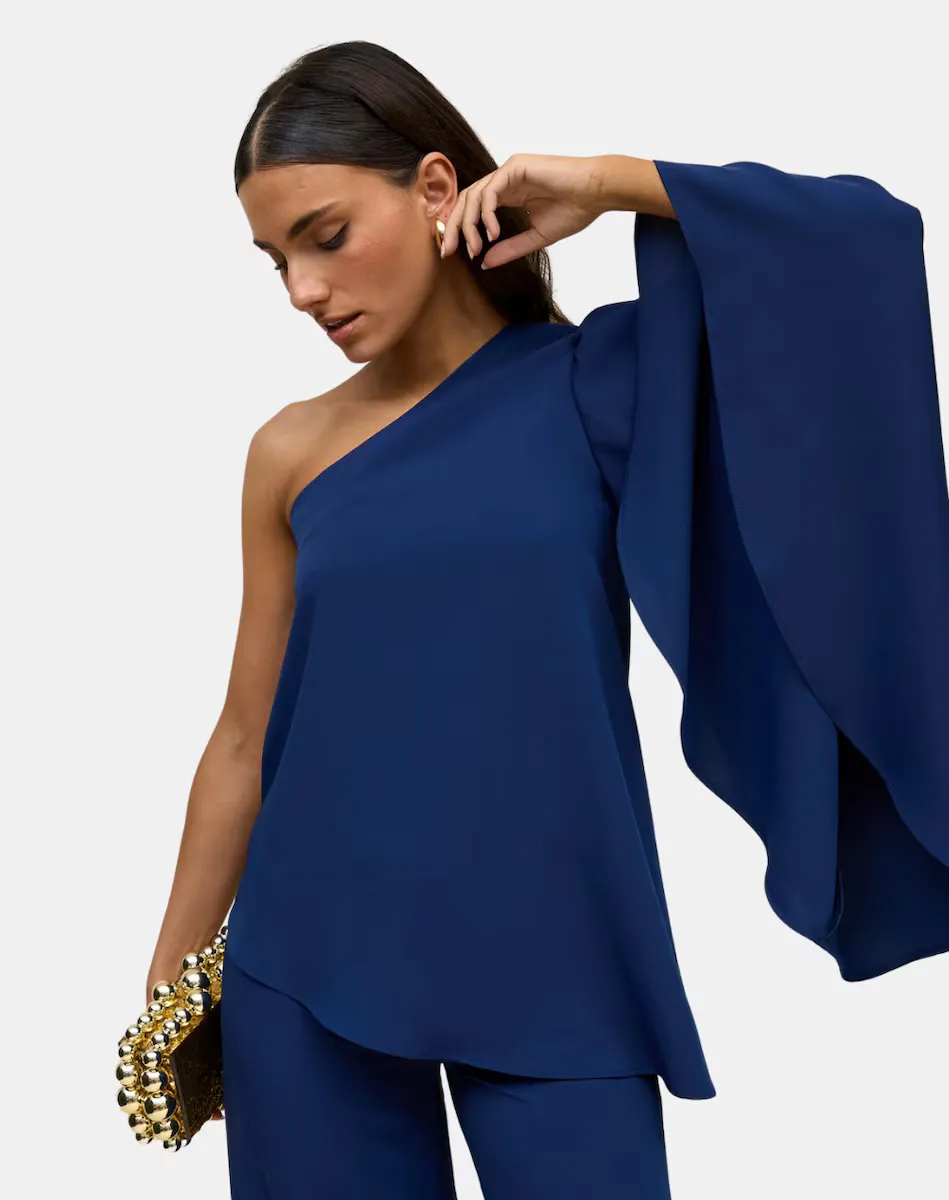 Асимметричная женская блузка с расклешенными рукавами MIPHAI, темно-синий
Асимметричная женская блузка с расклешенными рукавами MIPHAI, темно-синий