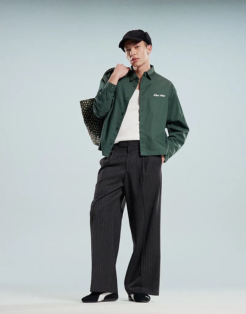 Элегантные свободные брюки светло-серого фактурного кроя в тонкую полоску ASOS DESIGN
Элегантные свободные брюки светло-серого фактурного кроя в тонкую полоску ASOS DESIGN