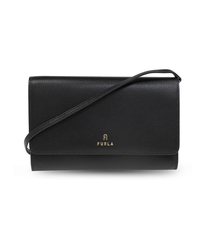 Кошелек на цепочке с камелией Furla, черный
Кошелек на цепочке с камелией Furla, черный