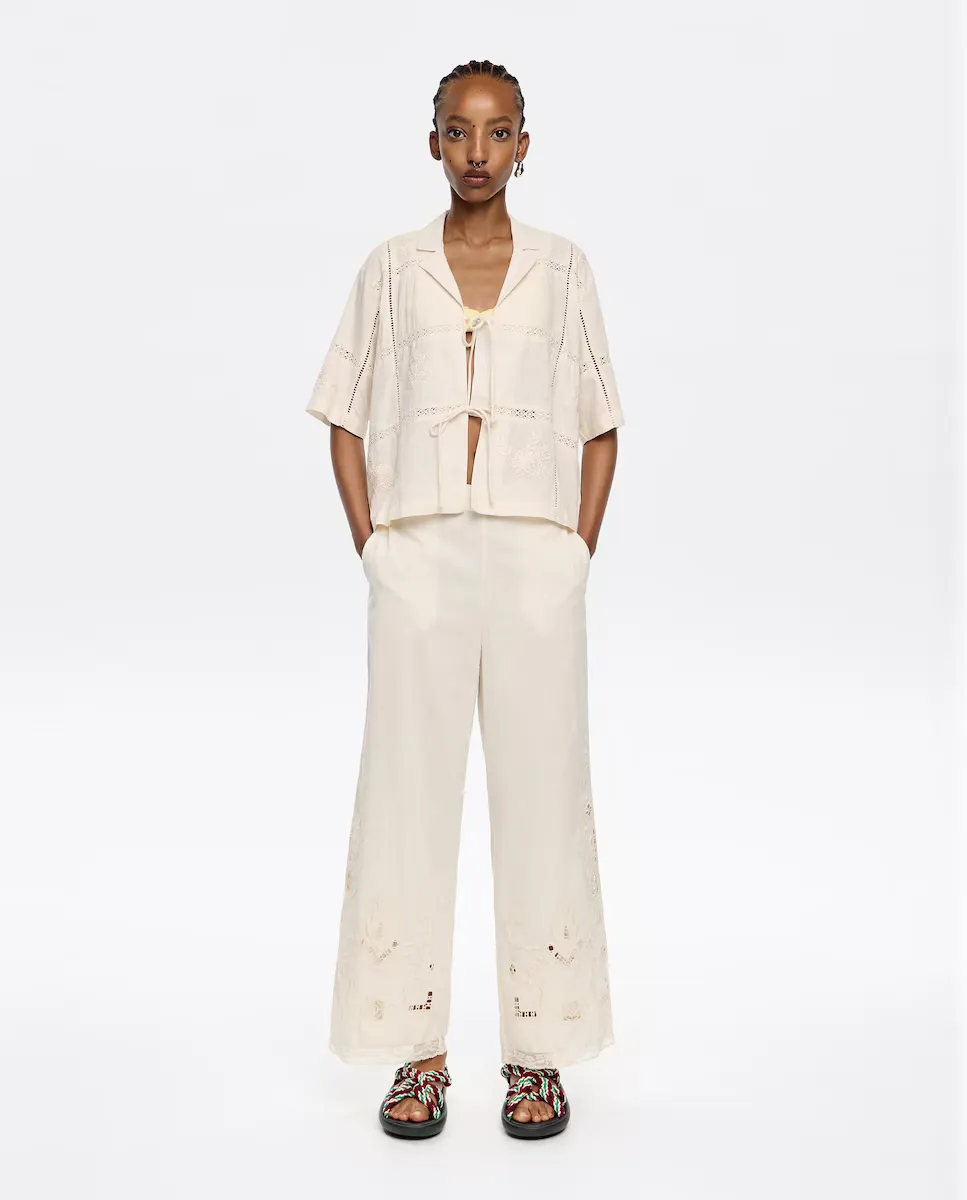 Женские прямые вышитые льняные брюки Bimba y Lola, бежевый
Женские прямые вышитые льняные брюки Bimba y Lola, бежевый